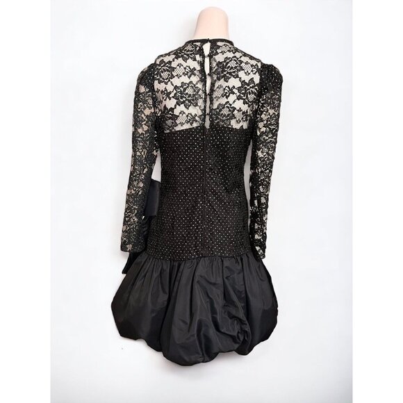 Vintage 80s Zum Zum Lace Satin Dress - Picture 3 of 11